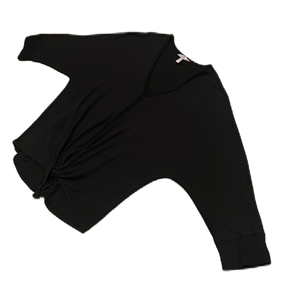 COMO Vintage, V-Neckline, Tie Up Hem, Dolman Sleeves Top, Black, Size XL - Picture 3 of 9